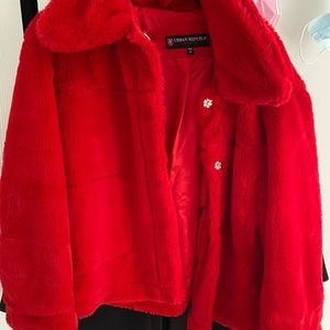 ♦️Urban Republic Red Fuzzy coat
